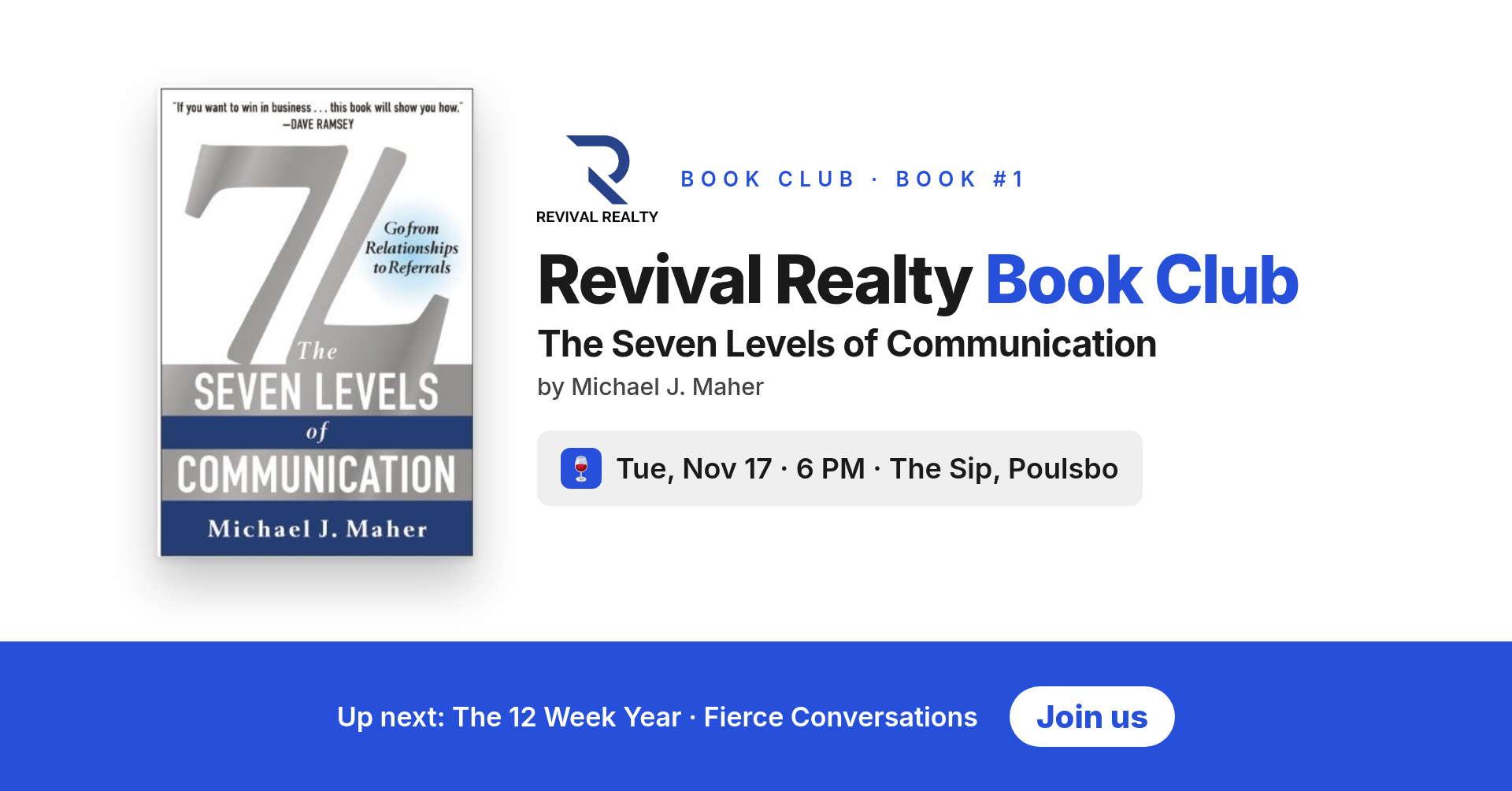 Revival Book Club: The Seven Levels of Communication, Tue Nov 17, 6 PM at The Sip, Poulsbo
